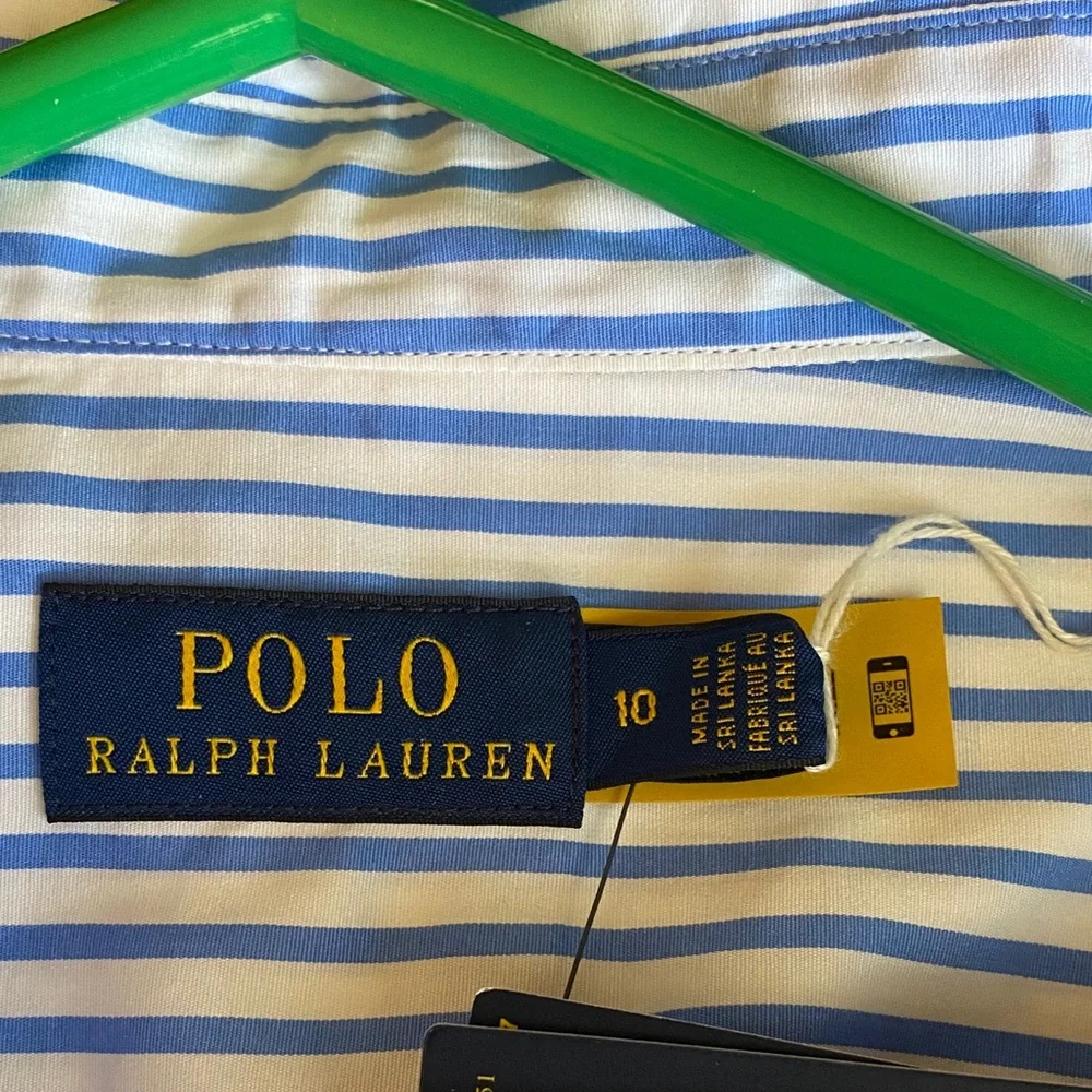 Polo Ralph Lauren Blue and White Striped Shirtdress NWT size 10 - Picture 3 of 8